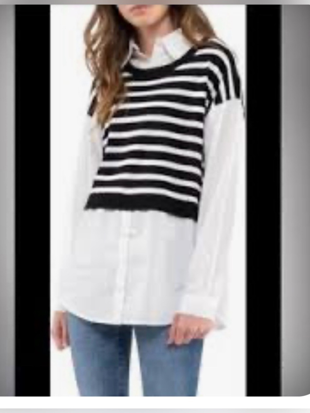 New Blue Pepper M preppy blue-white striped sweater vest button down shirt combo